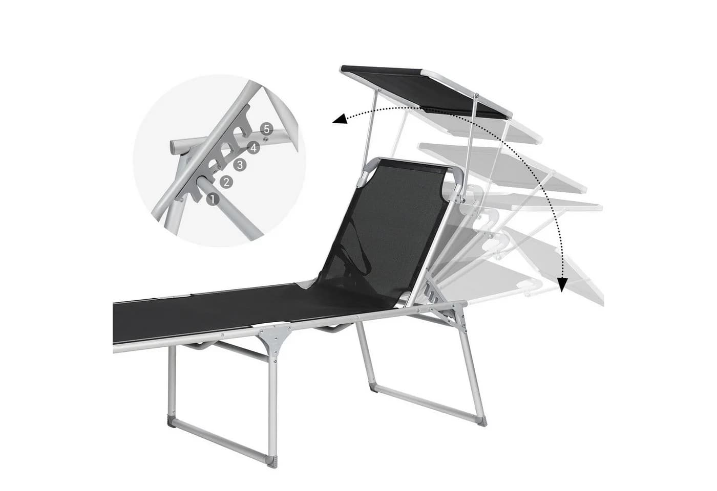 SONGMICS Gartenliege mit Dach Aluminium verstellbar - Bild 2