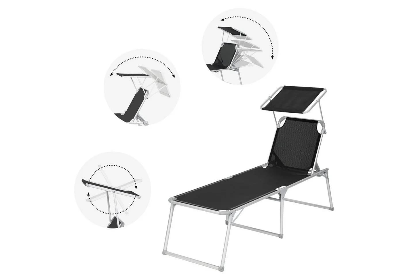 SONGMICS Gartenliege mit Dach Aluminium verstellbar - Bild 5
