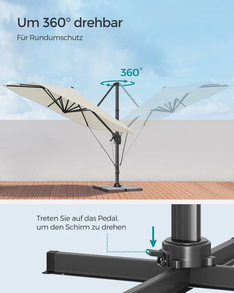 SONGMICS Sonnenschirm 290x290 cm UPF 50+ 360° drehbar - Bild 4