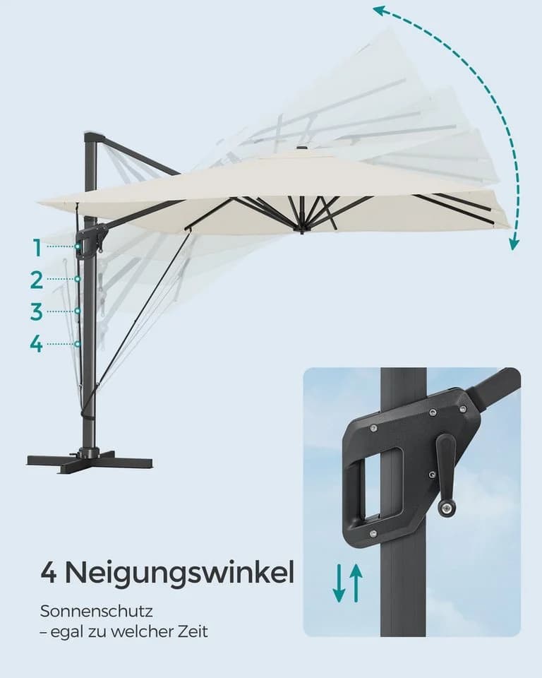 SONGMICS Sonnenschirm 290x290 cm UPF 50+ 360° drehbar - Bild 5