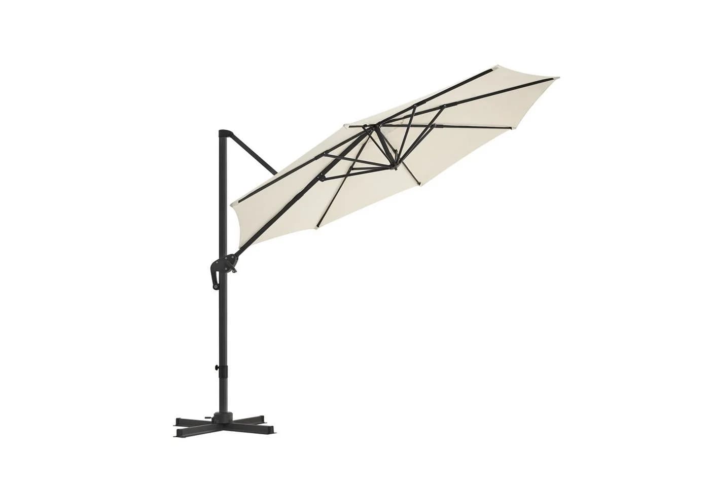 SONGMICS Sonnenschirm 300 cm UPF 50+ 360° drehbar Beige/Grau