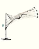 SONGMICS Sonnenschirm 300 cm UPF 50+ 360° drehbar Beige/Grau Bild 5