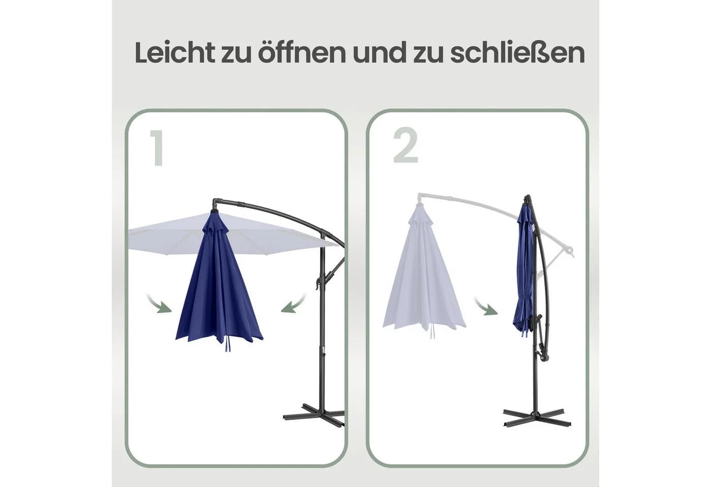 SONGMICS Sonnenschirm 300 cm UV-Schutz UPF 50+ Marineblau - Bild 5