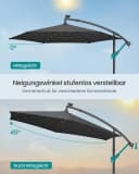 SONGMICS Sonnenschirm 300 cm LED-Beleuchtung UPF 50+ Bild 5