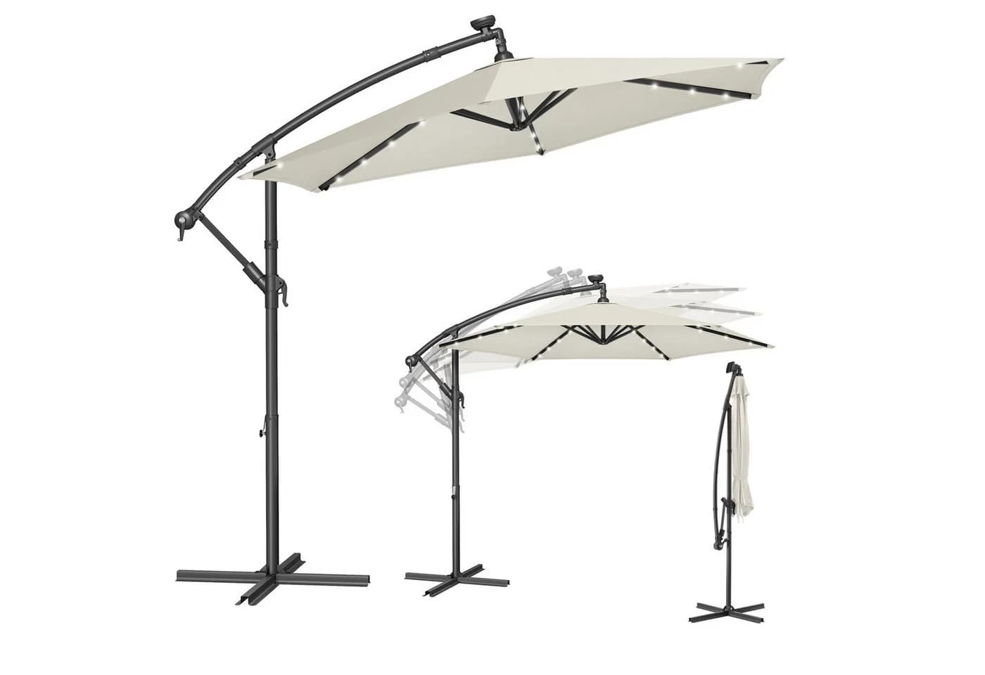 SONGMICS Sonnenschirm 300 cm LED-Solar-Beleuchtung UPF 50+ - Bild 2