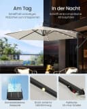 SONGMICS Sonnenschirm 300 cm LED-Solar-Beleuchtung UPF 50+ Bild 3