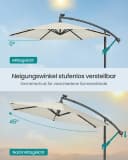 SONGMICS Sonnenschirm 300 cm LED-Solar-Beleuchtung UPF 50+ Bild 5