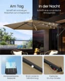 SONGMICS Sonnenschirm 300 cm LED-Beleuchtung UPF 50+ Bild 3