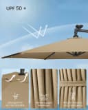 SONGMICS Sonnenschirm 300 cm LED-Beleuchtung UPF 50+ Bild 4