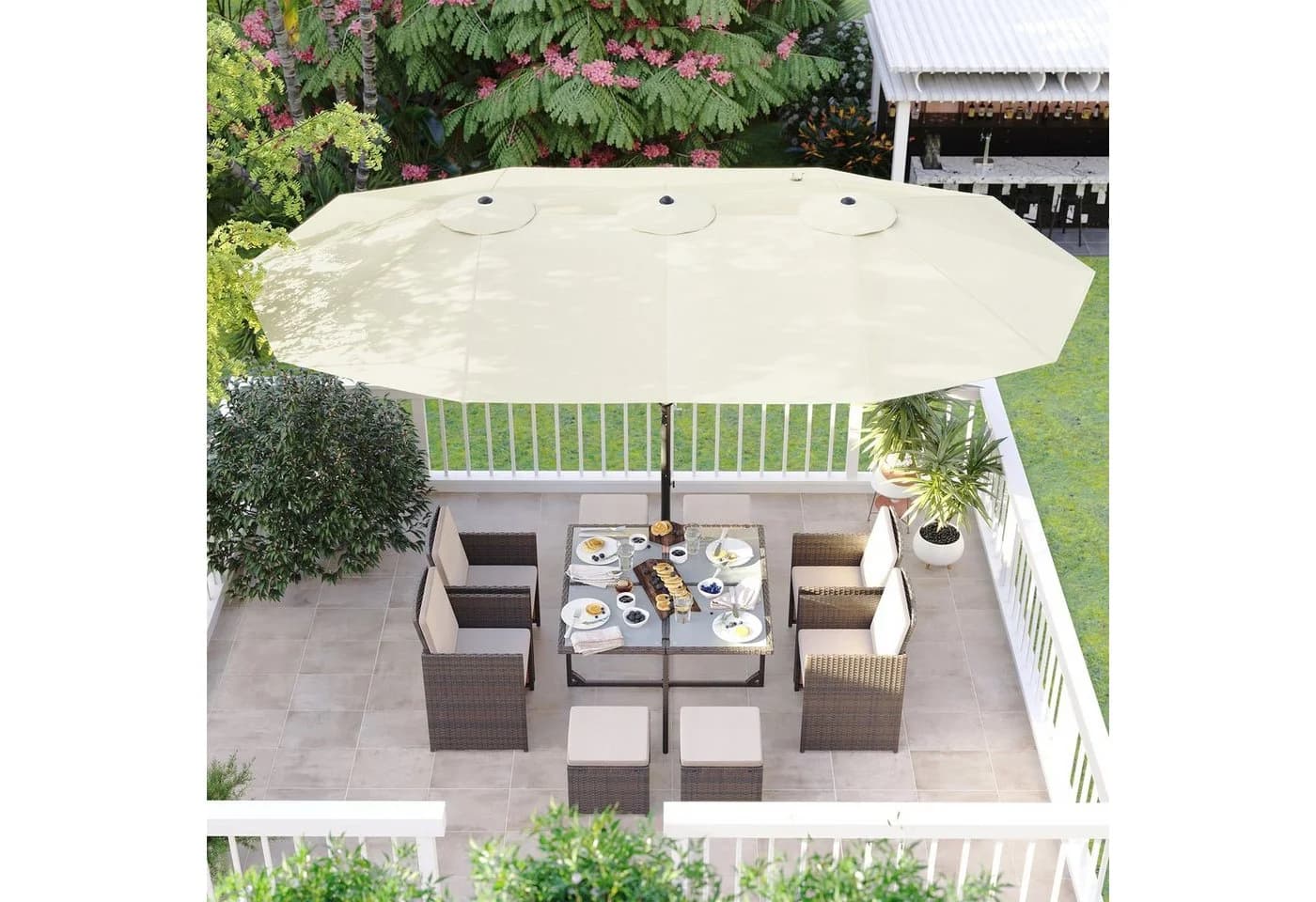 SONGMICS Sonnenschirm 460x270 cm UPF 50+ Beige - Bild 3