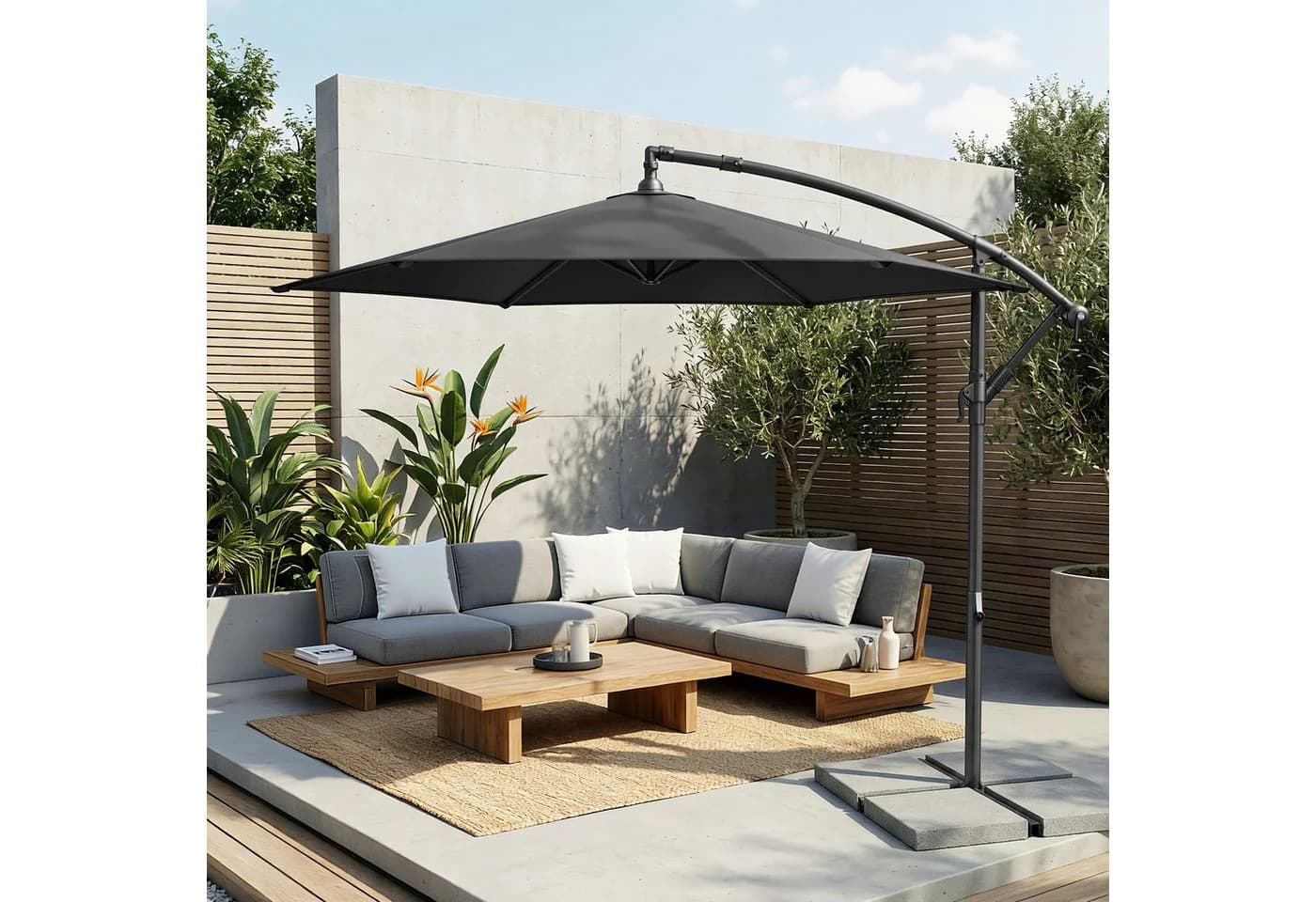 SONGMICS Sonnenschirm Ø 300 cm UV-Schutz UPF 50+ mit Kurbel und Ständer - Bild 2