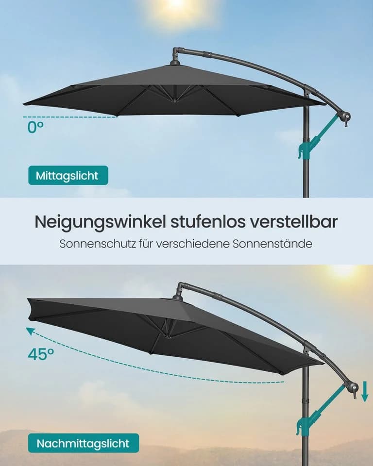 SONGMICS Sonnenschirm Ø 300 cm UV-Schutz UPF 50+ mit Kurbel und Ständer - Bild 4