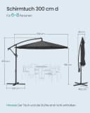 SONGMICS Sonnenschirm Ø 300 cm UV-Schutz UPF 50+ mit Kurbel und Ständer Bild 5