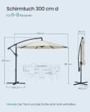 SONGMICS Sonnenschirm 300 cm UV-Schutz UPF 50+ mit Kurbel Bild 5