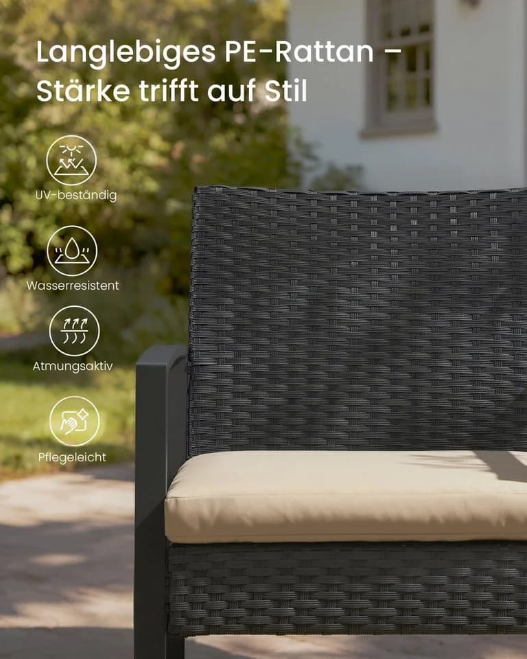 SONGMICS Balkonset 3-tlg. 2 Stühle 1 Tisch mit Kissen - Bild 4