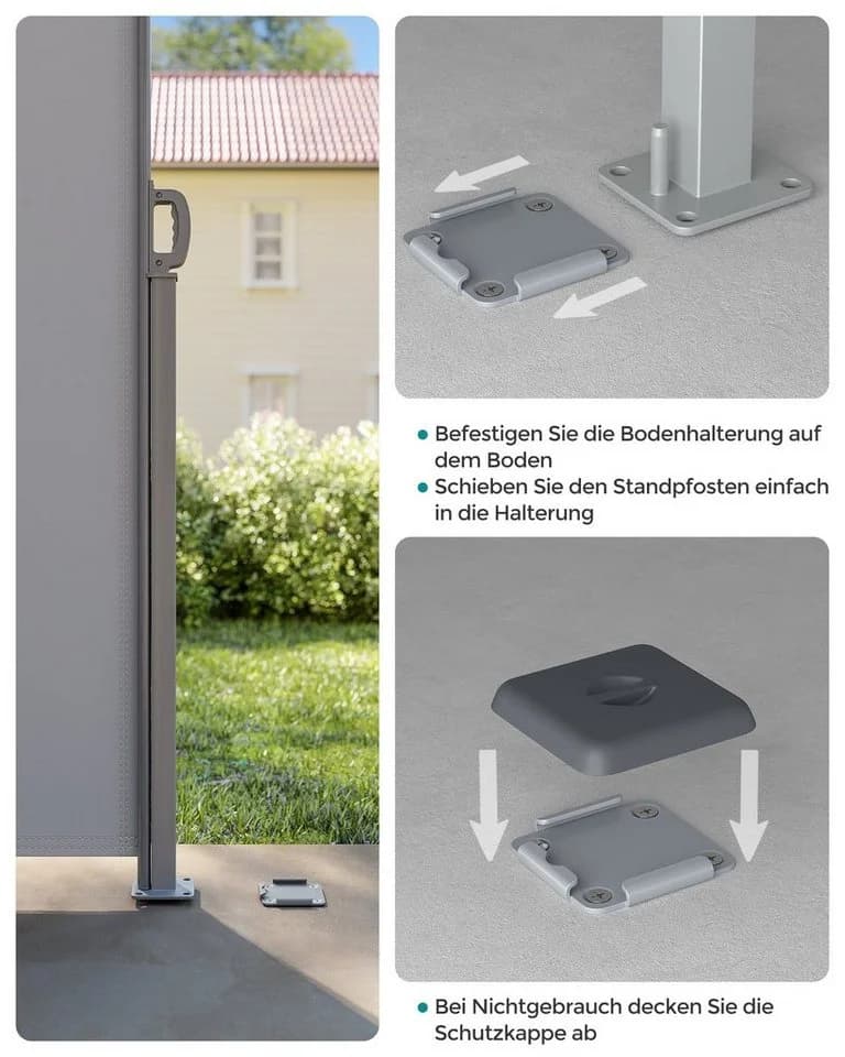 SONGMICS Seitenmarkise Bodenhalterung für Stahl-Standpfosten