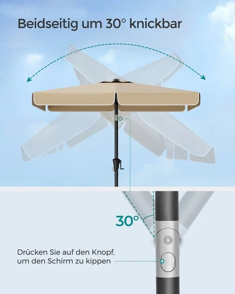 SONGMICS Sonnenschirm 200x150 cm Balkon UPF 50+ - Bild 4