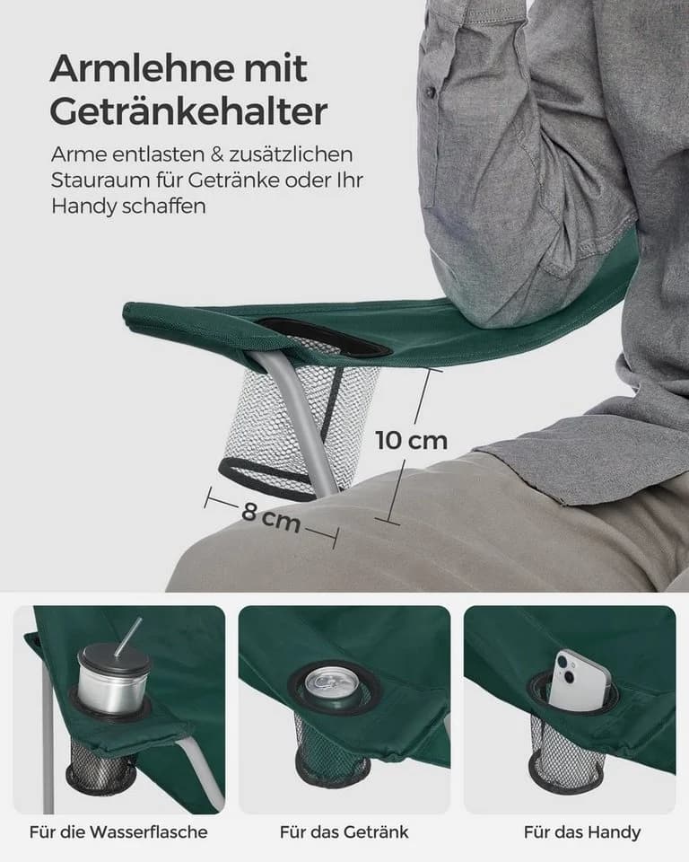 SONGMICS Campingstuhl Klappstuhl 2er Set bis 150 kg belastbar - Bild 5
