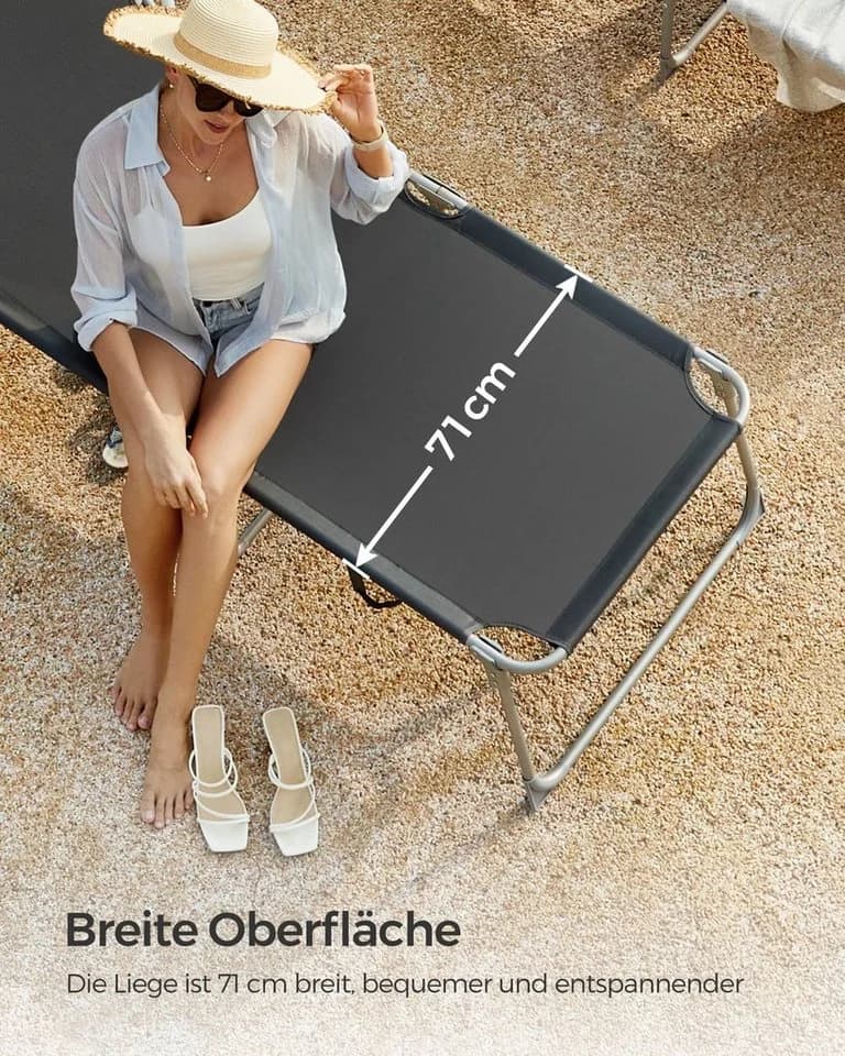 SONGMICS Gartenliege 2er Set Klappbar Anthrazit - Bild 3