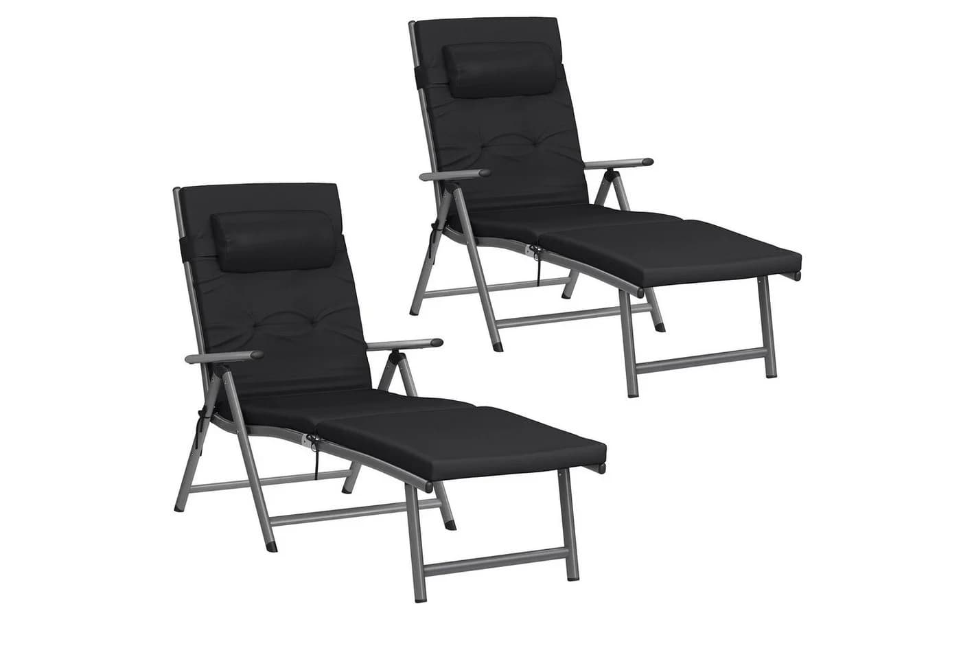 SONGMICS Gartenliege 2 St. Sonnenliege 6 cm Dicke Matratze Aluminium Atmungsaktiv - Bild 2