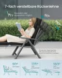 SONGMICS Gartenliege 2 St. Sonnenliege 6 cm Dicke Matratze Aluminium Atmungsaktiv Bild 3