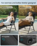 SONGMICS Gartenliege 2 St. Sonnenliege 6 cm Dicke Matratze Aluminium Atmungsaktiv Bild 4