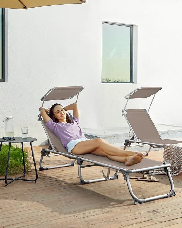 SONGMICS Gartenliege klappbar 193x55x31 cm