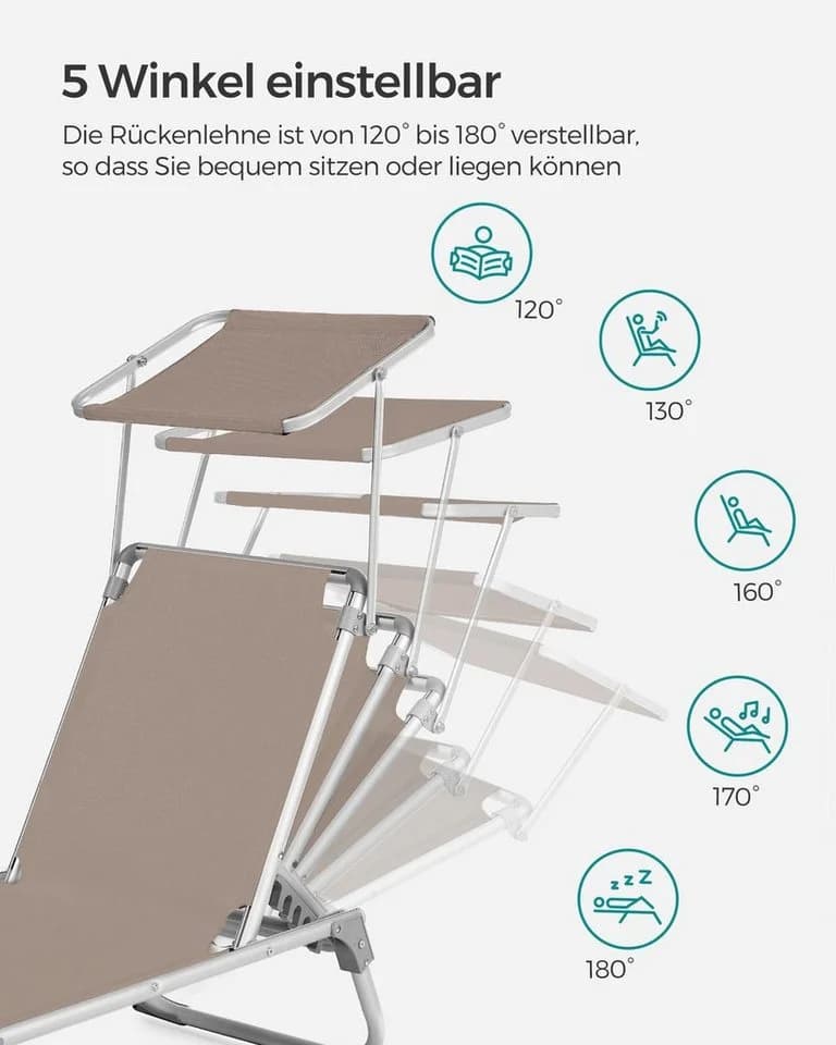 SONGMICS Gartenliege klappbar 193x55x31 cm - Bild 3
