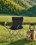 SONGMICS Campingstuhl Klappstühle 2er Set Rot/Schwarz Armlehnen Getränkehalter Bild 1