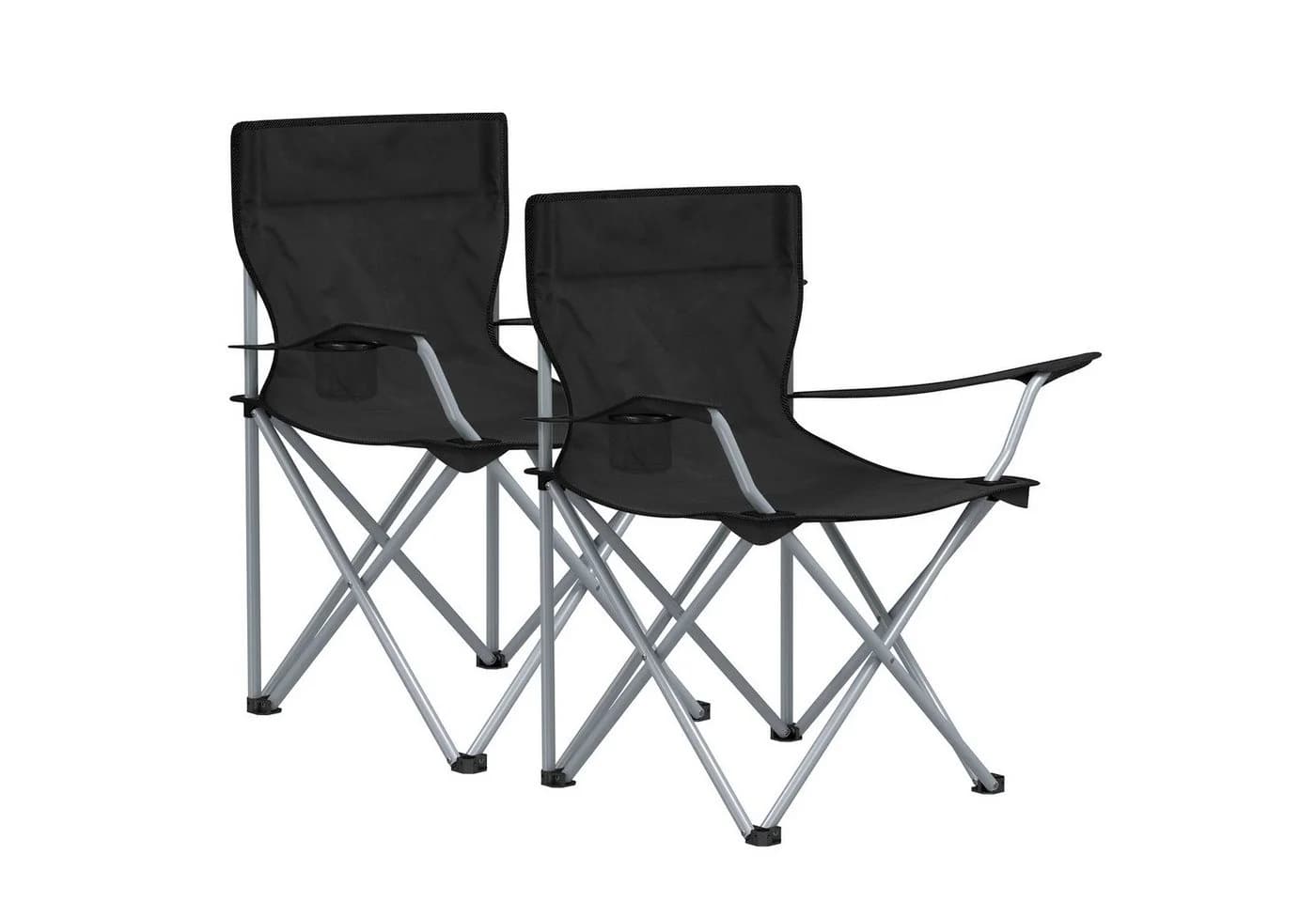 SONGMICS Campingstuhl Klappstühle 2er Set Rot/Schwarz Armlehnen Getränkehalter - Bild 2