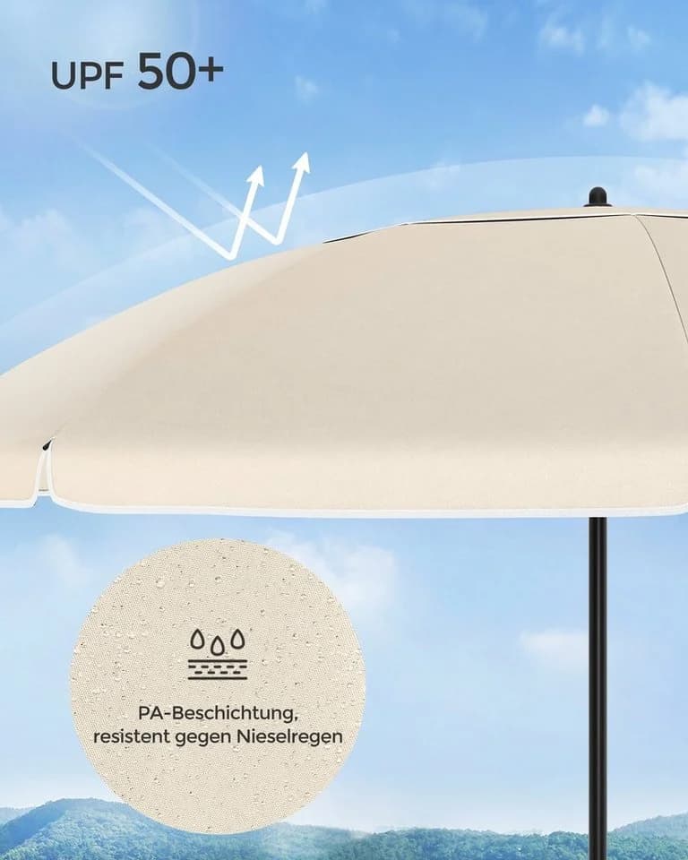 SONGMICS Sonnenschirm 200cm UPF 50+ Beige - Bild 4
