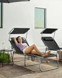 SONGMICS Gartenliege Klappbar Schwarz Bild 1