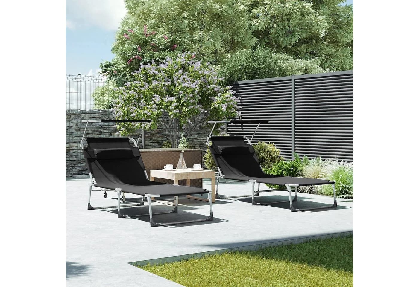 SONGMICS Gartenliege Klappbar Schwarz - Bild 3