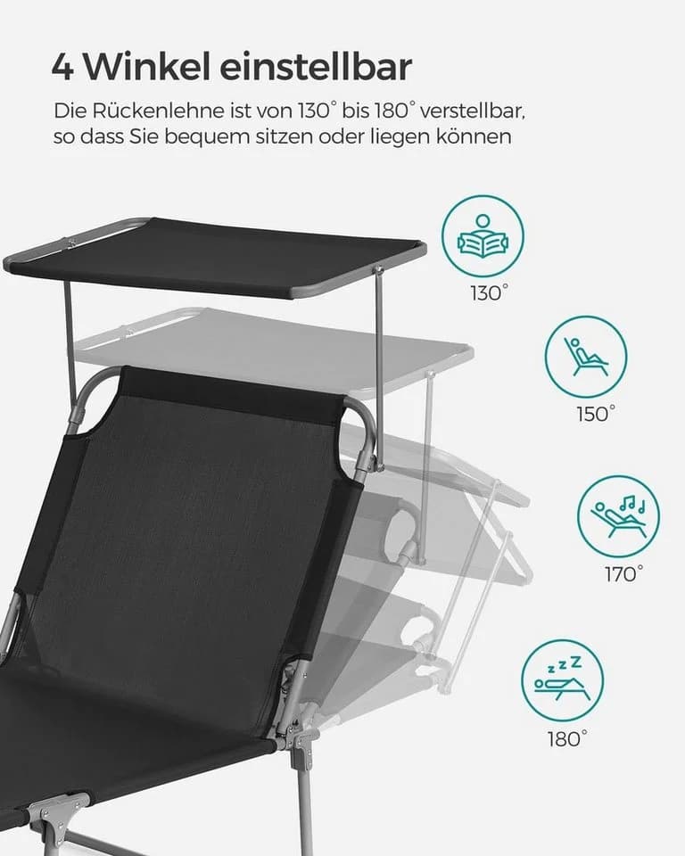 SONGMICS Gartenliege Klappbar Schwarz - Bild 5