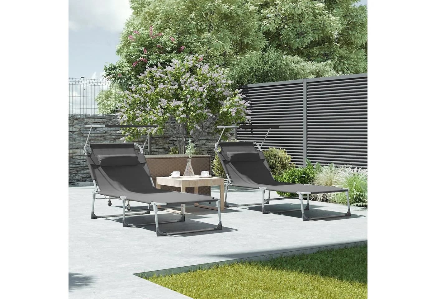 SONGMICS Gartenliege Klappbarer Liegestuhl 200x71x38cm - Bild 3