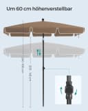 SONGMICS Sonnenschirm 200x125 cm UPF 50+ Balkonschirm Bild 4