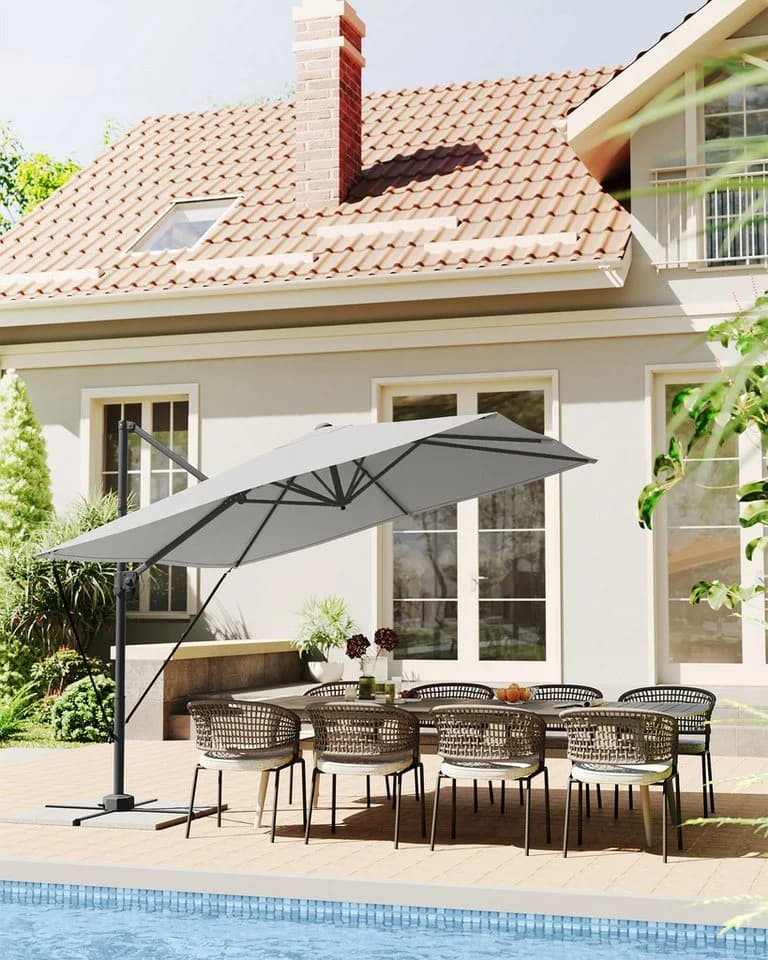 SONGMICS Sonnenschirm 270x270 cm Ampelschirm UPF 50+ 360° Drehbar
