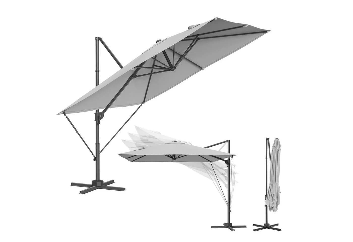 SONGMICS Sonnenschirm 270x270 cm Ampelschirm UPF 50+ 360° Drehbar - Bild 2