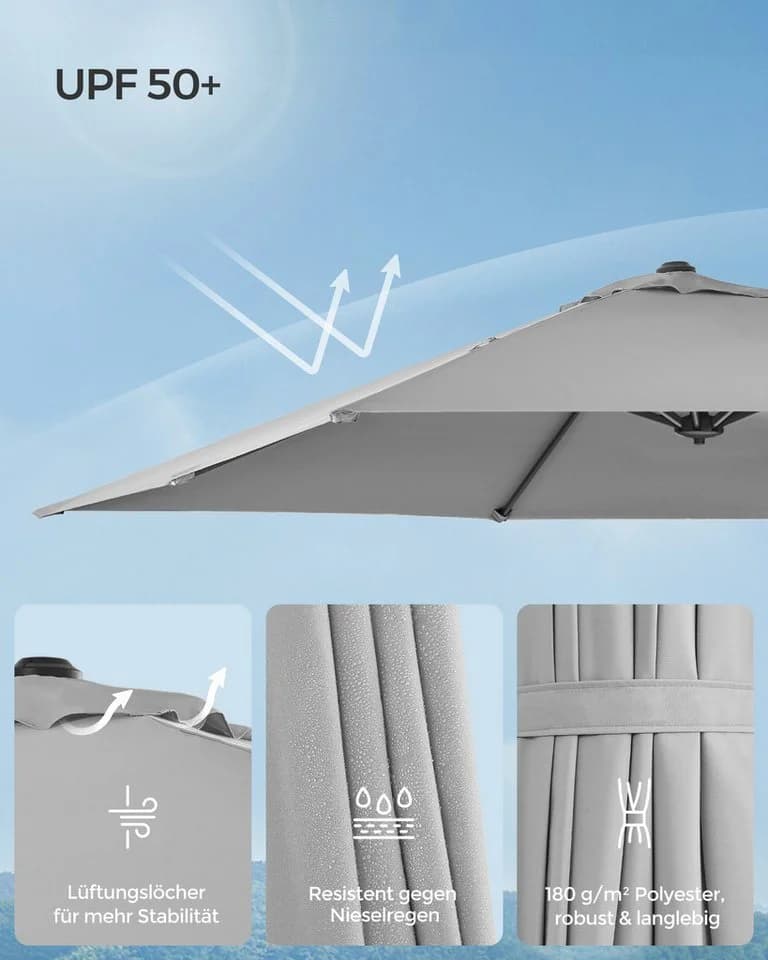 SONGMICS Sonnenschirm 270x270 cm Ampelschirm UPF 50+ 360° Drehbar - Bild 3
