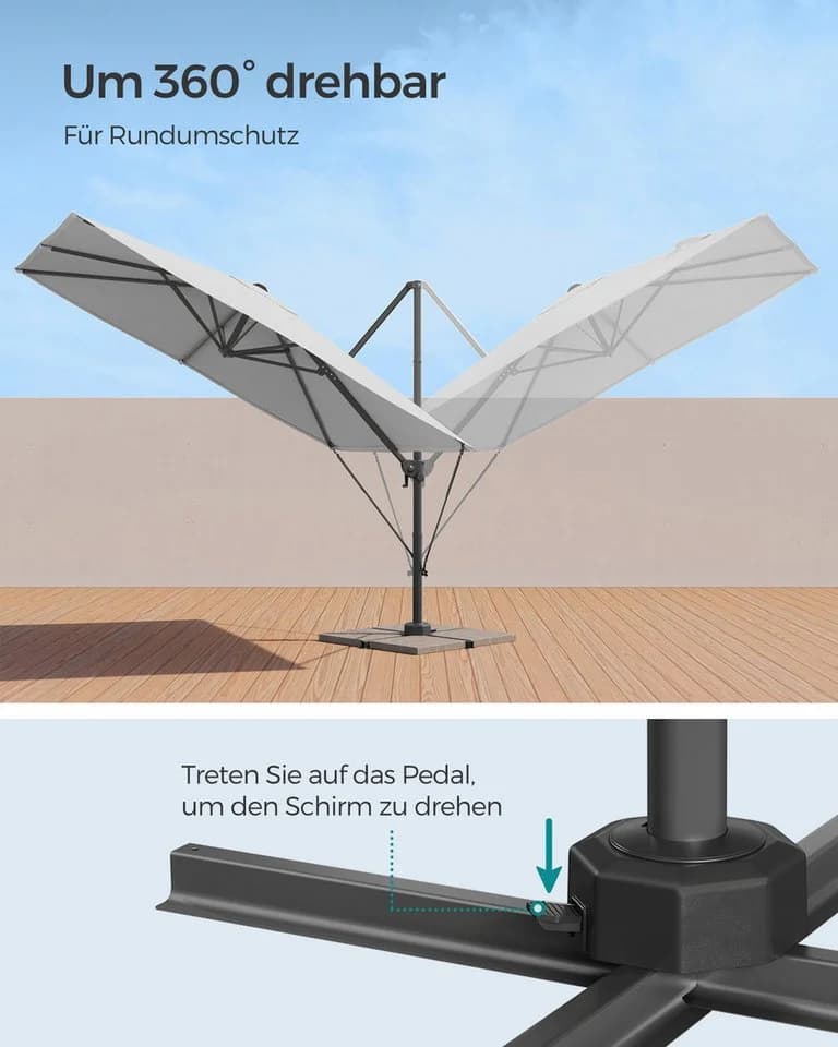 SONGMICS Sonnenschirm 270x270 cm Ampelschirm UPF 50+ 360° Drehbar - Bild 4
