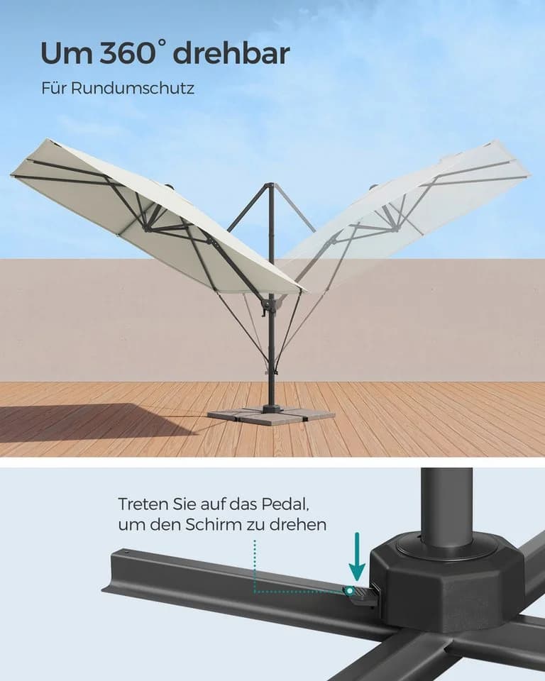 SONGMICS Sonnenschirm 270x270 cm UPF 50+ 360° drehbar - Bild 4