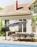 SONGMICS Sonnenschirm 300cm Ampelschirm mit 28 Solar-LED-Leuchten Bild 1