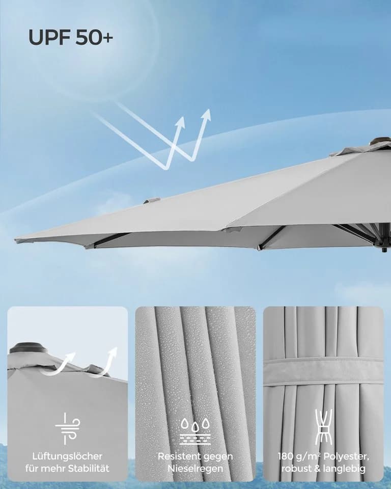 SONGMICS Sonnenschirm 300cm Ampelschirm mit 28 Solar-LED-Leuchten - Bild 3