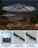 SONGMICS Sonnenschirm Ampelschirm Grau 300cm mit LED Bild 1