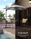 SONGMICS Sonnenschirm Ampelschirm Grau 300cm mit LED Bild 3