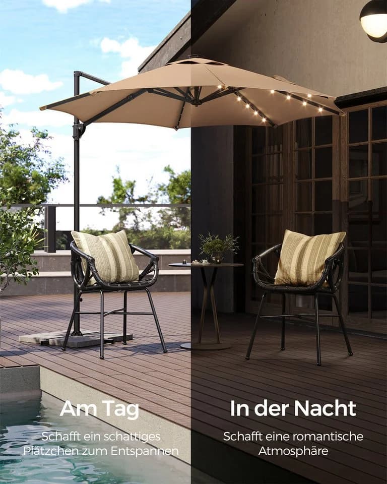 SONGMICS Sonnenschirm 300cm mit LED-Beleuchtung - Bild 3