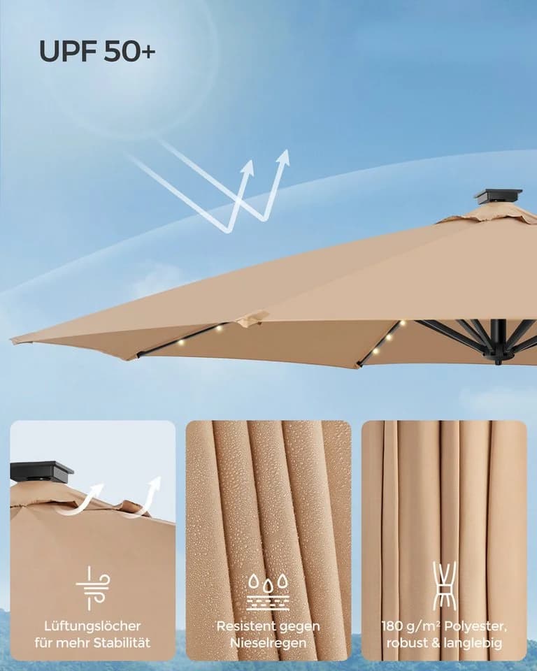 SONGMICS Sonnenschirm 300cm mit LED-Beleuchtung - Bild 4
