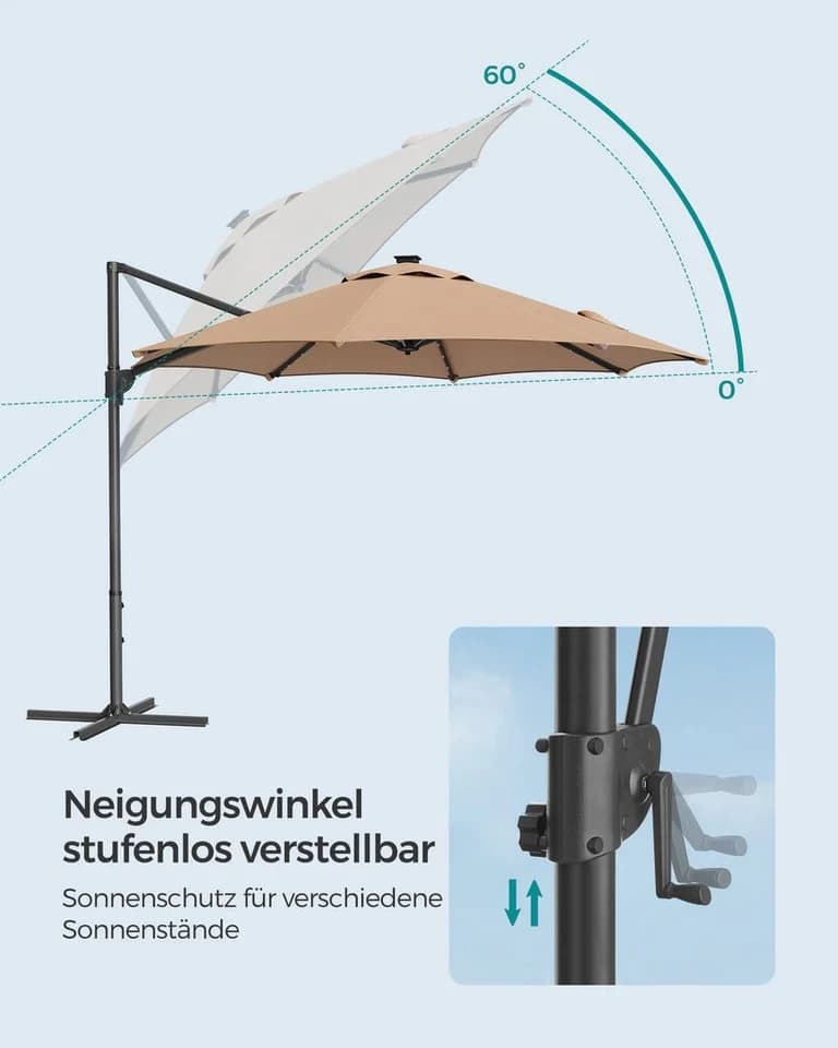 SONGMICS Sonnenschirm 300cm mit LED-Beleuchtung - Bild 5