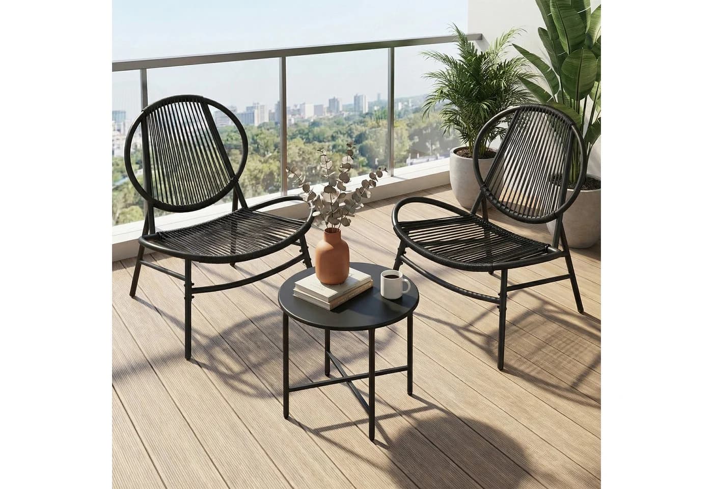 SONGMICS Gartenlounge-Set 3-tlg. 2 Stühle 1 Beistelltisch PE-Polyrattan - Bild 2