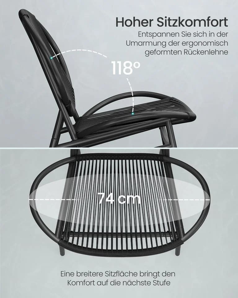 SONGMICS Gartenlounge-Set 3-tlg. 2 Stühle 1 Beistelltisch PE-Polyrattan - Bild 3